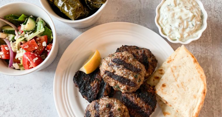 Greek Bifteki with Tzatziki Sauce and Lemon Roasted Greek Potatoes