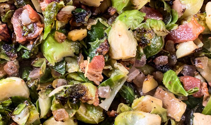 Brussels Sprouts with Bacon, Chestnuts and Onions