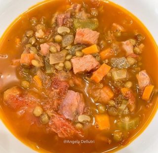 Lentil and Ham Soup.  https://thefinisheddish.com/2021/12/05/lentil-and-ham-soup/  #soupseason #dinner #soup